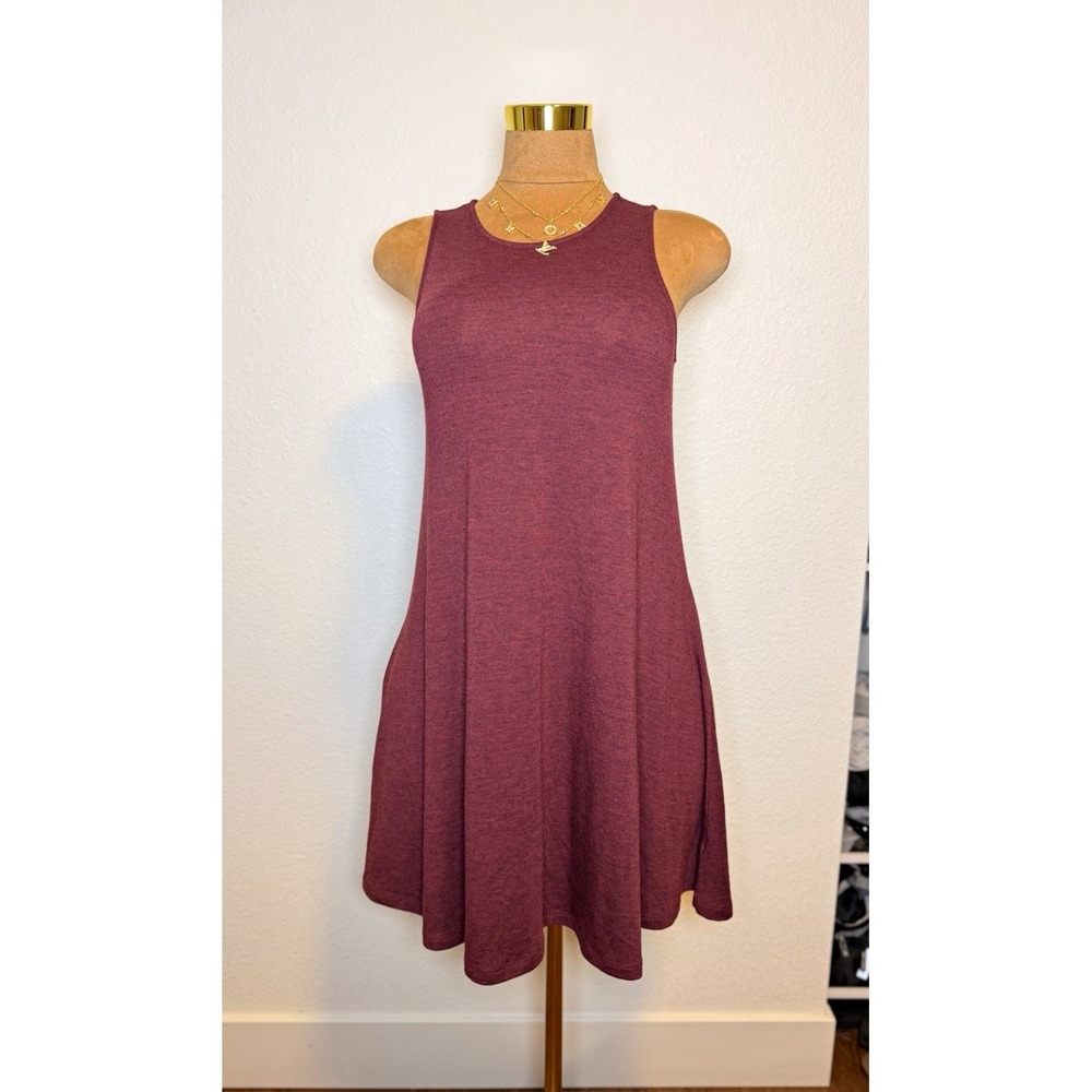 Old Navy Womens Small Burgundy Knit Round Neck A-Line Sleeveless Tank Dress
